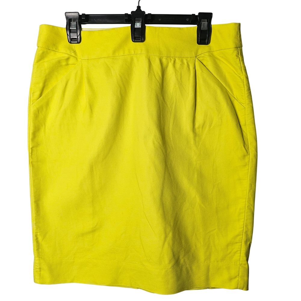 J.Crew The Pencil Skirt 10 Citron Yellow Cotton Twill Preppy Office Workwear